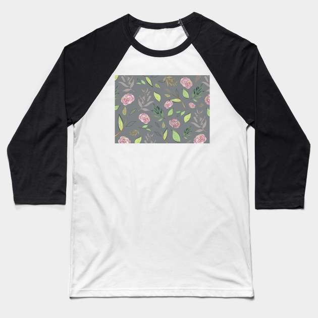 festive watercolor flowers 2 Baseball T-Shirt by B&K